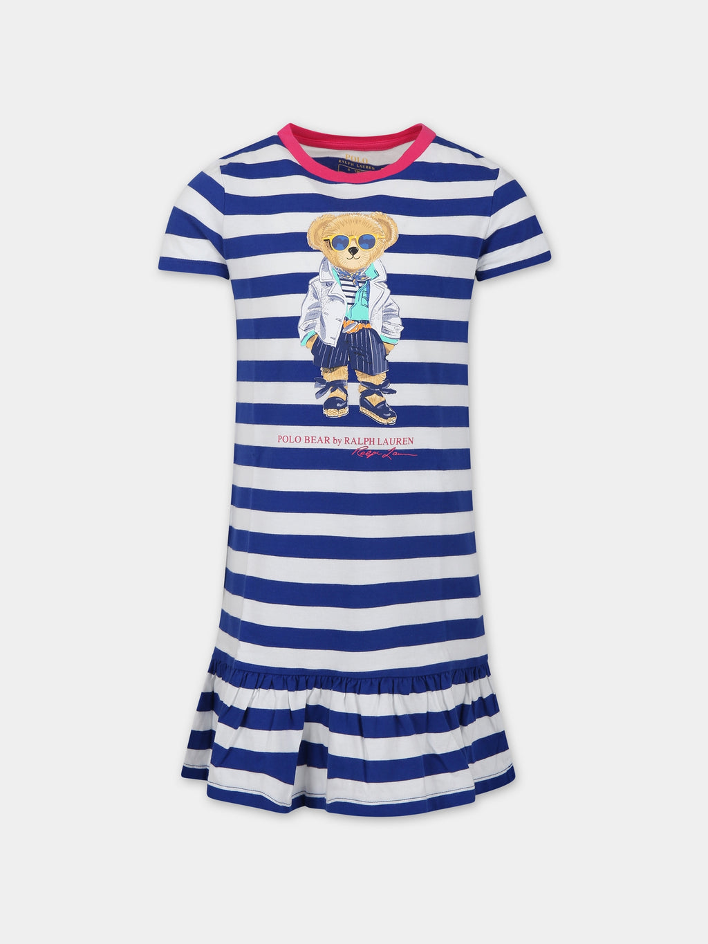 Vestito blu per bambina con Polo Bear